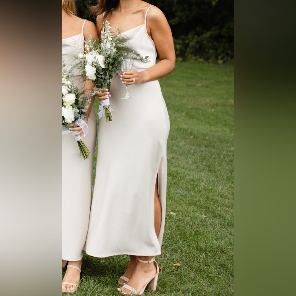 BHLDN Cali Satin Cowl-Neck Midi Slip Dress In Champagne Anthropologie
